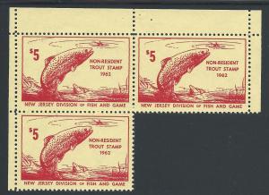 $5 Non-Resident New Jersey Trout Stamp 1962 #20, Partial ...