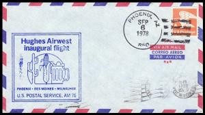 Hughes Airwest Phoenix AZ 1978 First Flight cover BIN 3833