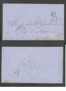 Canada cover #1117-Stampless-Hamilton,CW double broken-Fe 4 1858 basal A -