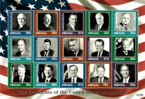 Grenada - 2007 - United States Presidents - Sheet Of 15 - MNH