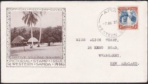 SAMOA 1935 3/- FDC ex Apia.................................................B4383