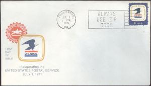 #1396 CA, Fullerton 7-1-71 USPS FDC