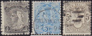 New Zealand #67A-69, Complete Set(3), 1891-1895, Used