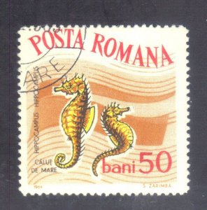 ROMANIA SCOTT #1639 CTO 50b 1964 SEAHORSES