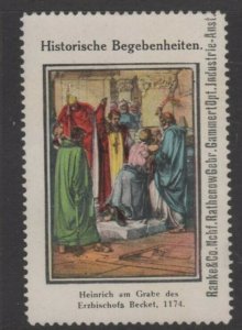 Germany- Historic Events Vignette Advertising Stamp Henry at Becket's Grave 1174