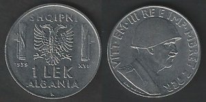 1939 Italia Regno Albania V.E. III 1 Lek acmonital Aquila bicipite