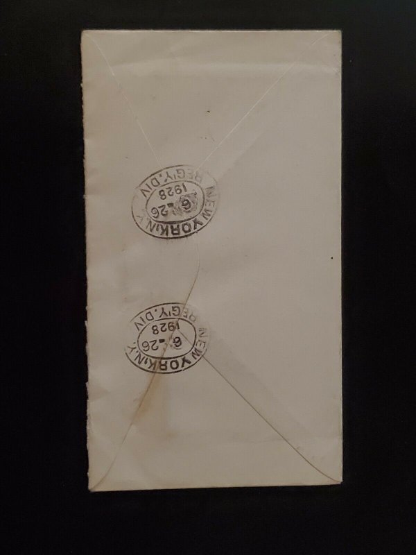 1928 Port of Spain Trinidad to Buffalo New York Registered Stamped Cover