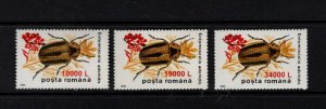 Romania #4375-77 (2001 Surcharge on Insects set) VFMNH CV $8.65