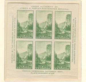 US SCOTT# 751 SOUV SHEET MH