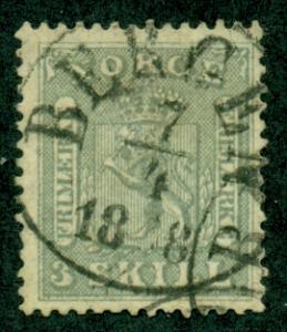 Norway #7  Used VF  Scott $525.00   Socked on Nose Cancel