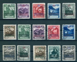 LIECHTENSTEIN, OFFICIALS 1932, EXCEPT RARIETIES COMPLETE SET ALL PERFS. USED VF