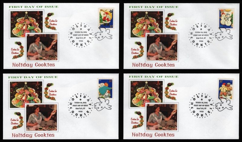 3949-3952 37c Holiday Cookies, Add-On Cachet NY FDC **ANY 5
