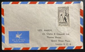 1952 Port Stanley Falkland Islands Airmail Cover To London England Sc#115