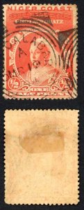 Niger Coast SG46 1/2d Vermilion Perf 14.5-15 Old Calabar Squared Circle Cat 11