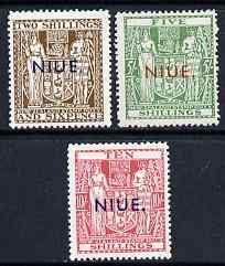 Niue 1941 Postal Fiscals 2s6d, 5s & 10s lightly mount...