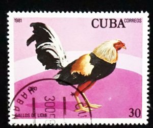 Cuba Sc# 24167  FIGHTING COCKS Roosters 30c Giro  1981 used cto