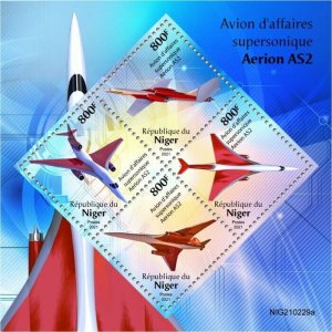 Niger 2021 MNH Aviation Stamps Aerion AS2 Supersonic Business Jet 4v M/S