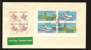 Canada 905-906 Se-tenant Block of 4 + 907 A Postmarked Coleman Alta 1982 Cover