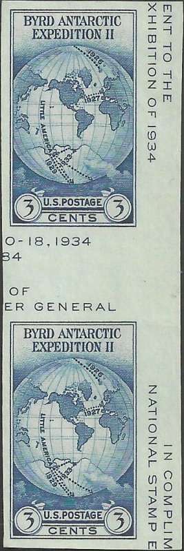 # 768a Mint No Gum As Issued Vert. Gutter Pair Dark Blue Byrd Antarctic