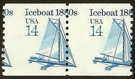 2134 - 14c Scarce Misperf Error / EFO Pair Iceboat Transportation Series MNH