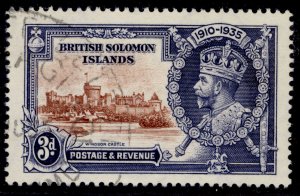 BRITISH SOLOMON ISLANDS GV SG54, 3d brown & deep blue, FINE USED.