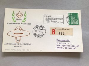 Scouts 50 year Anniversary Lausanne registered 1962 postal card cover 66209