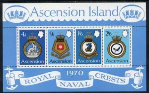 ASCENSION IS. - 1970 - Royal Navy Crests, 2nd Series - Perf Min Sheet - MNH