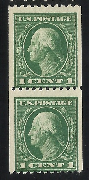 486  1c P.10 Coil Pair MNH Fine Centering