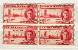 NORTH RHODESIA; 1946 early GVI Victory issue fine MINT MNH BLOCK