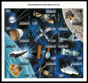 Gabon 1999 - Space - Sheet of 12 IMPERF Stamps - Scott #938 - MNH