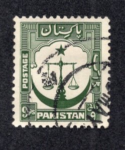 Pakistan 1954 9p dark green, Scott 26a used, value = $1.75