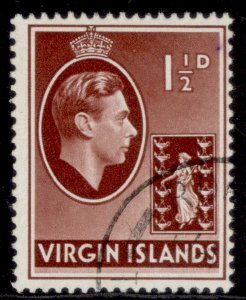 BRITISH VIRGIN ISLANDS GVI SG112a, 1½d red-brown, FINE USED. ORDINARY PAPER