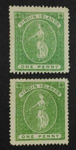 MOMEN: VIRGIN ISLANDS SG #8-9 NO WMK 1867-70 MINT OG H £145 LOT #64224