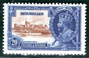 SEYCHELLES KGV Silver Jubilee SG.130b 20c Variety EXTRA FLAGSTAFF (1935) OBLUE25