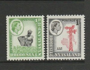 Rhodesia & Nyasaland 1959/62 Coil stamps, 1/2d & 1d MM SG 18a & 19a