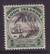 Cook Is.-Sc#84- id10-unused heavy hinged 1/2p Capt. Cook landing-Ships- cat # on