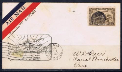 Canada 1929 First Flight Cover franked with C1.  