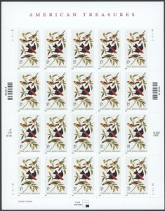 2002 US Scott#3650 Scarlet and Louisiana Tangers by John J Audubon Sheet MNH