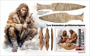 DJIBUTI - 2023 - Prehistoric Humans - Perf Souv Sheet - Mint Never Hinged