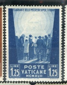 VATICAN; 1942 early Victims of War issue Mint hinged 1.25L. value