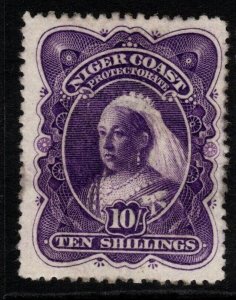 NIGER COAST SG74b 1898 10/= DEEP VIOLET p13½-14 MTD MINT