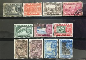 MALAYA 1959-62 KEDAH Sultan Abdul Halim Muadzam Shah Definitive 11V USED M2994