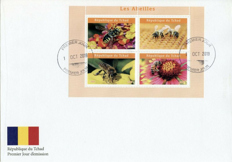 Chad 2019 FDC Bees Bee 4v M/S I Abeilles Insects Stamps