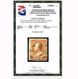 VERY AFFORDABLE GENUINE SCOTT #210 FINE USED 1883 PSE CERT ABNC PRINTING #19359