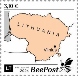 BEEPOST LITHUANIA - 2024 - Map of Lithuania - Perf Single St.-MNH-Private Issue