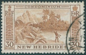 New Hebrides 1957 30c brown SG89 used