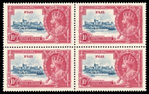 Fiji 1935 KGV Silver Jubilee 1½d deep blue & aniline red block MNH. SG 242a.