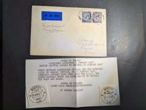 1927 England Airmail FFC Frist Flight Cover Liverpool to Basrah Iraq