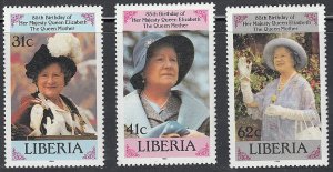 1985 Liberia 1343-45 85th anniversary of Queen Elizabeth 3,50 €