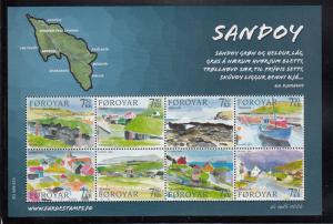 Faroe Islands 2006 MNH Sc #477 Sheet of 8 Views of Sandoy Island